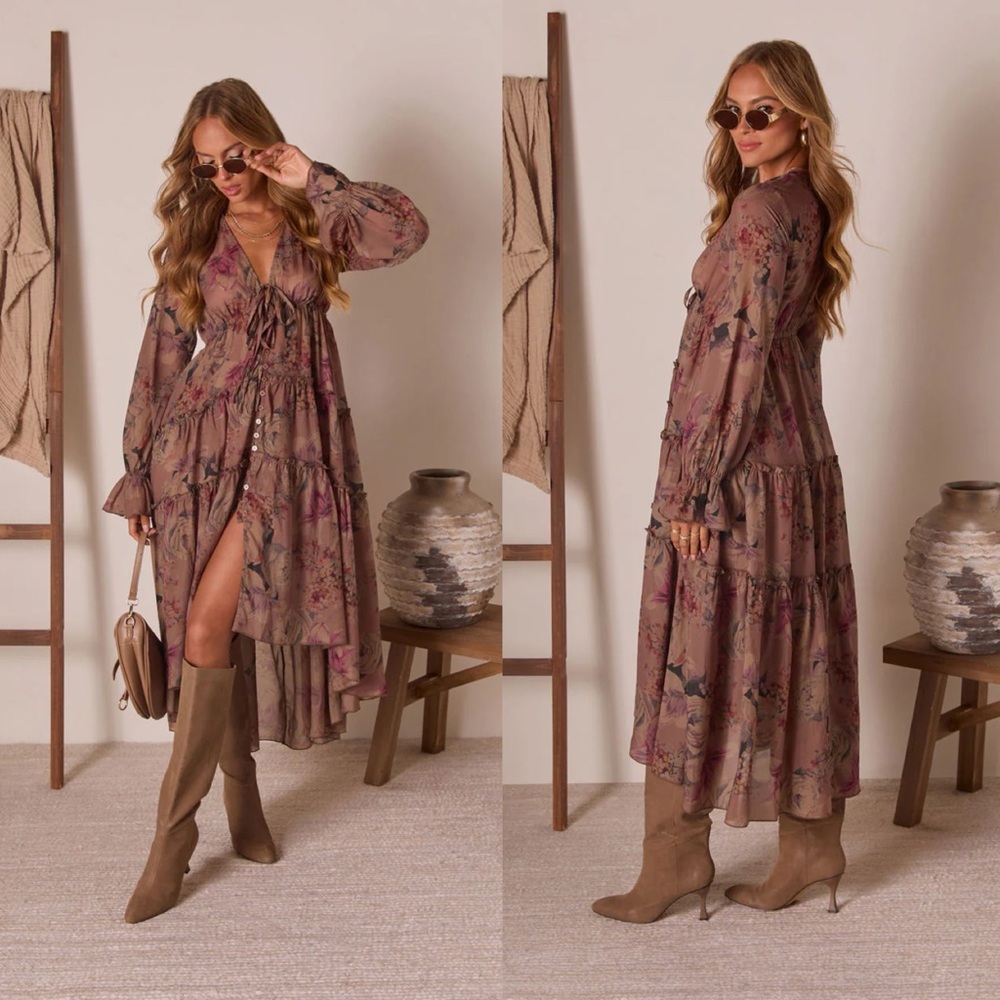 Floral Bohemian Maxi Dress (M) DAMAGED